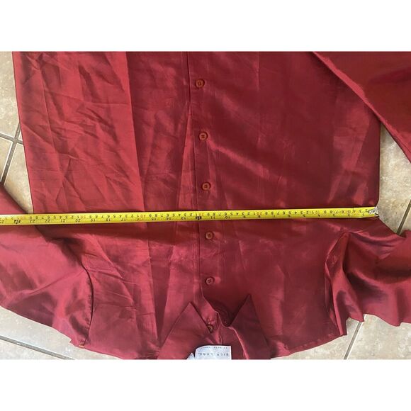 SILK Lore Burgundy Shirt / Jacket & Tank 100% Silk  L Embellished Gold Vintage - Picture 6 of 10